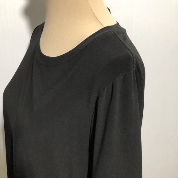 Ali Miles Blouse Womens Large Black White Ruffle Cuff Tunic Bell Sleeve Artsy - Picture 4 of 15